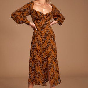 NWT Rust Orange Zebra Print Long Sleeve Dress